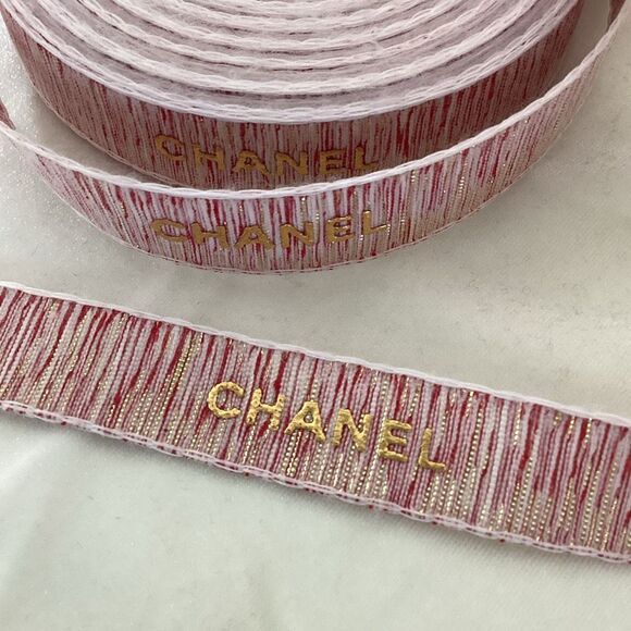 Authentic Chanel Red & Gold Metallic Ribbon By The Yard 3/4” wide - Picture 1 of 4